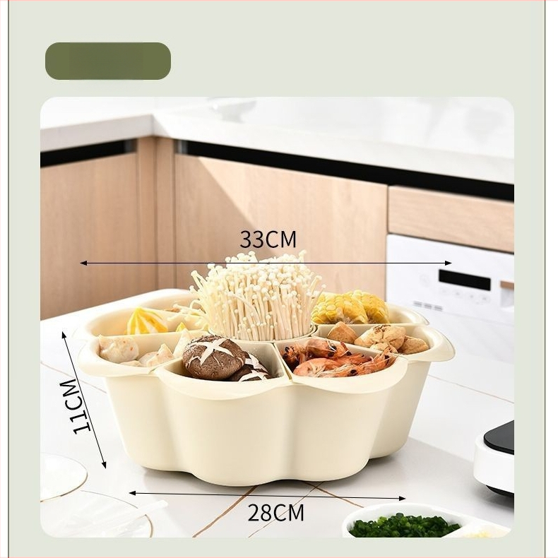 Otočná platňa na hot pot s deviatimi priehradkami, dvojvrstvová, PP materiál