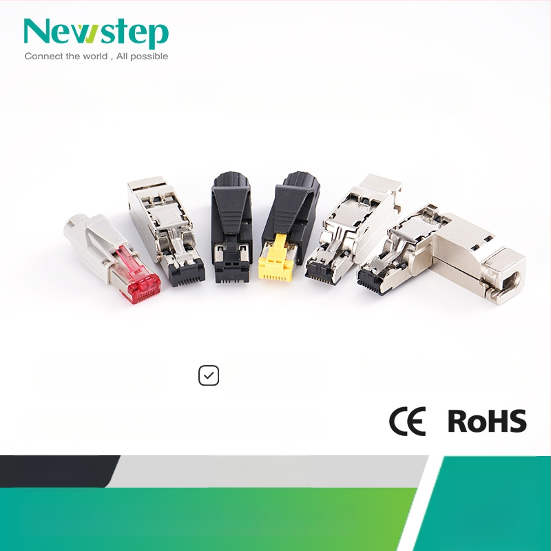 Pass-Through RJ45 jungtis, Crimp tipas, 4/8 branduoliai, 22-26 AWG, be izolacijos šalinimo, Cat5e/Cat6a