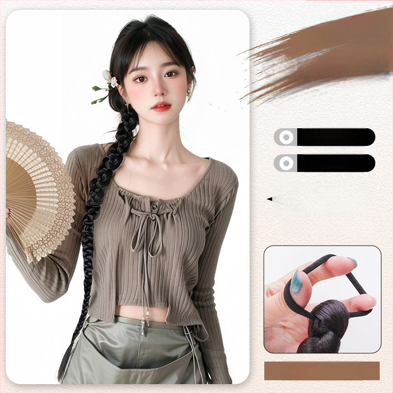 Parūka ar asti un pītu pinumiem ķīniešu nacionālā stilā, roku darbs, mati no augsttemperatūras stieples, nav krāsoti un nav permētie