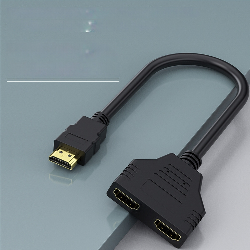 HDMI skirstytuvas su 1 įėjimu ir 2 išėjimais, 0,3 m ilgis, varinis auksu dengtas, HDMI kabelis