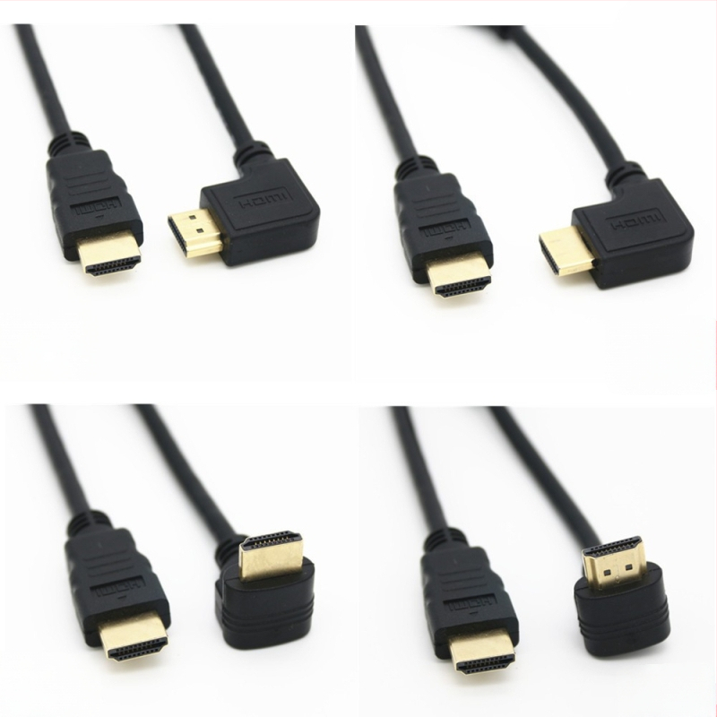 HDMI kabelis 90° kampu televizoriui/monitoriui, 1 m ilgio, CCS laidininkas, auksu padengti jungtys