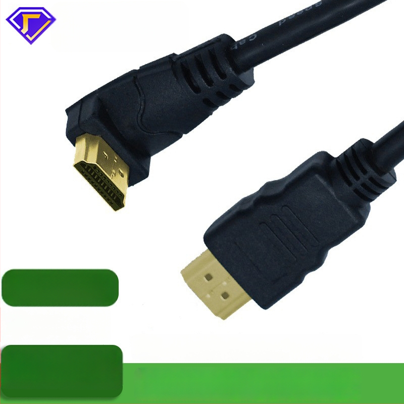 HDMI kabelis 90° kampu televizoriui/monitoriui, 1 m ilgio, CCS laidininkas, auksu padengti jungtys