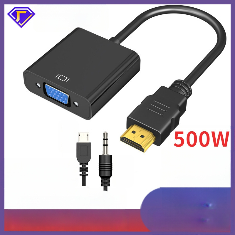 HDMI į VGA adapteris su garsu ir maitinimu, 16 cm varinis kabelis auksu dengtas