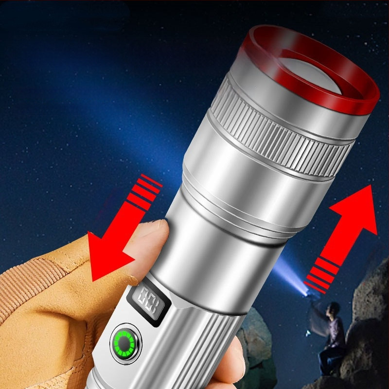 Kempingo žibintas su kaitinamosios lemputės lempute, įkraunamas, mygtuko jungiklis