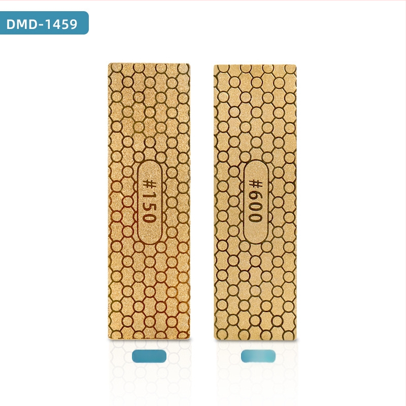 Dvivietis deimantinis peilių šlifuoklis, lengvas 30 g, grūdėtumas 150/600 ir 400/1000, su DMD logotipu, galimybė pritaikyti gamybą ir privataus prekinio ženklo galimybė