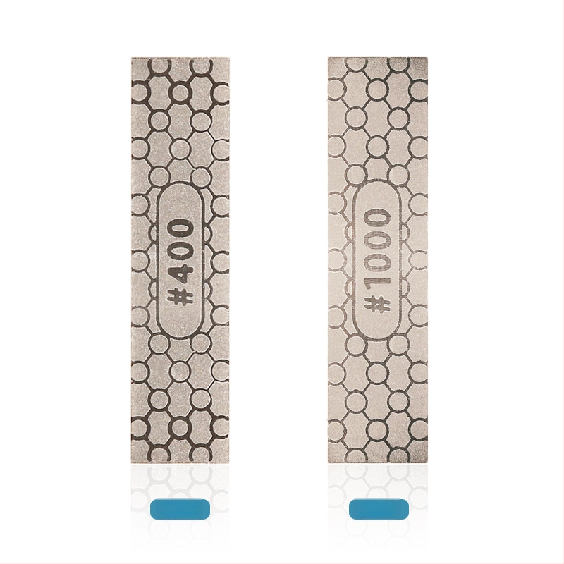 Dvivietis deimantinis peilių šlifuoklis, lengvas 30 g, grūdėtumas 150/600 ir 400/1000, su DMD logotipu, galimybė pritaikyti gamybą ir privataus prekinio ženklo galimybė