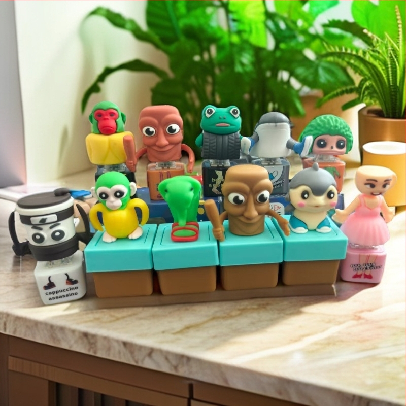 Plastikinis raktų pakabukas, mielas stilius, streso mažinimo blind-box serija, su balso mygtuku