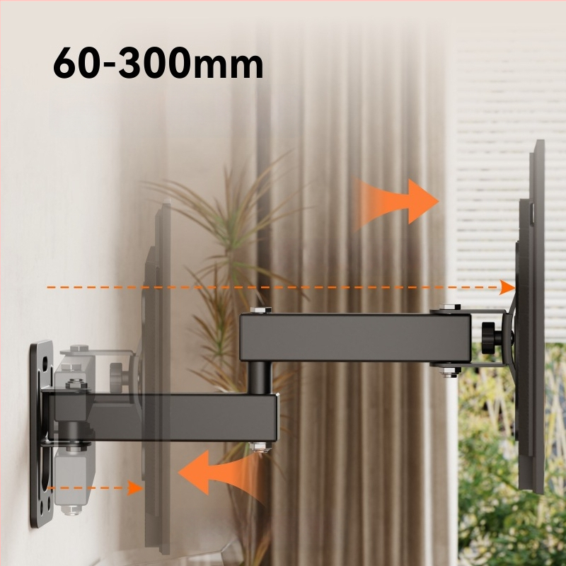 LCD monitoriui skirtas sieninis televizoriaus laikiklis, pasukamas ir išsiskleidžiantis, modelis Wmx012, apkrova 11–15 kg, medžiaga: geležis
