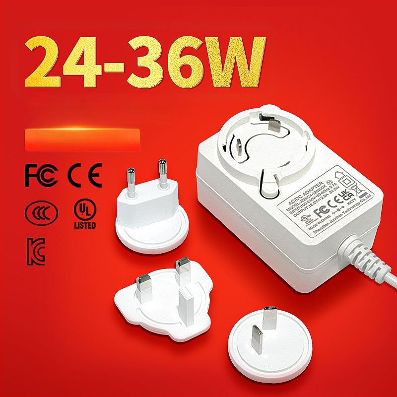 Napájací adaptér 12V 2A s výmeniteľnou hlavou, nástenný 24W, DC kábel 1,2 m, výstup 5,5×2,1 mm