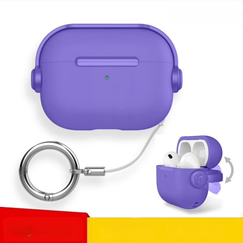 AirPods dėklas iš TPU+PC su saugios kilpa ir užraktu, daugiafunkcinis minkštas korpusas