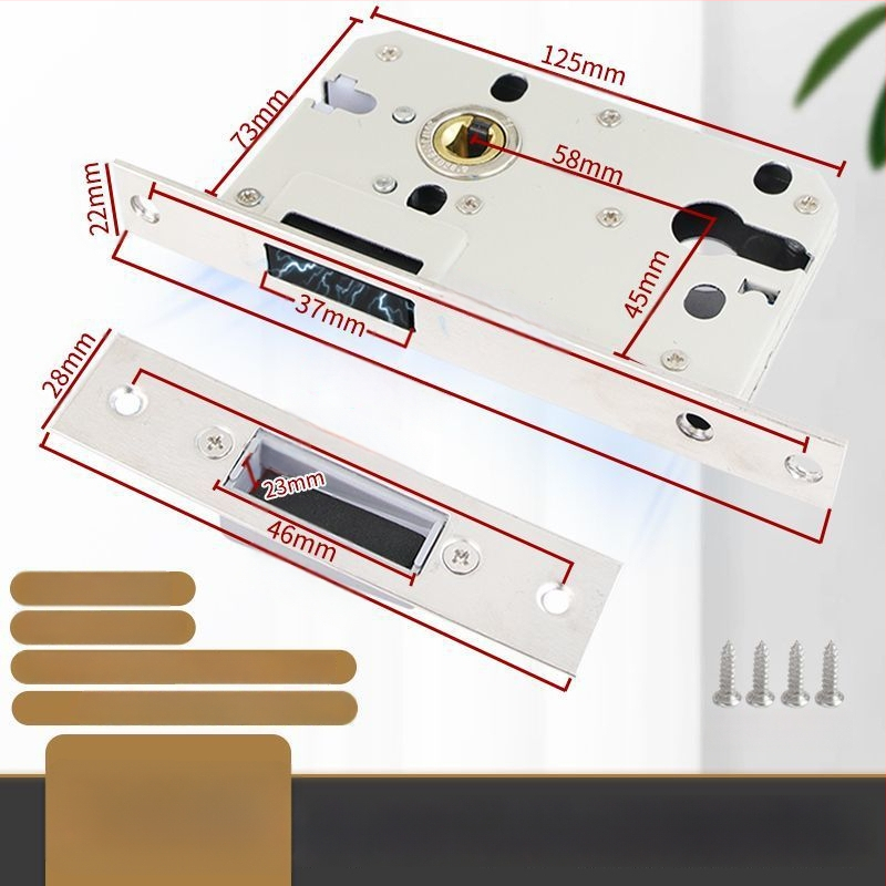Medinių durų spynos korpusas, nerūdijančio plieno, magnetinis tylus mechanizmas, modelis CXST-001, svoris 200–400 g