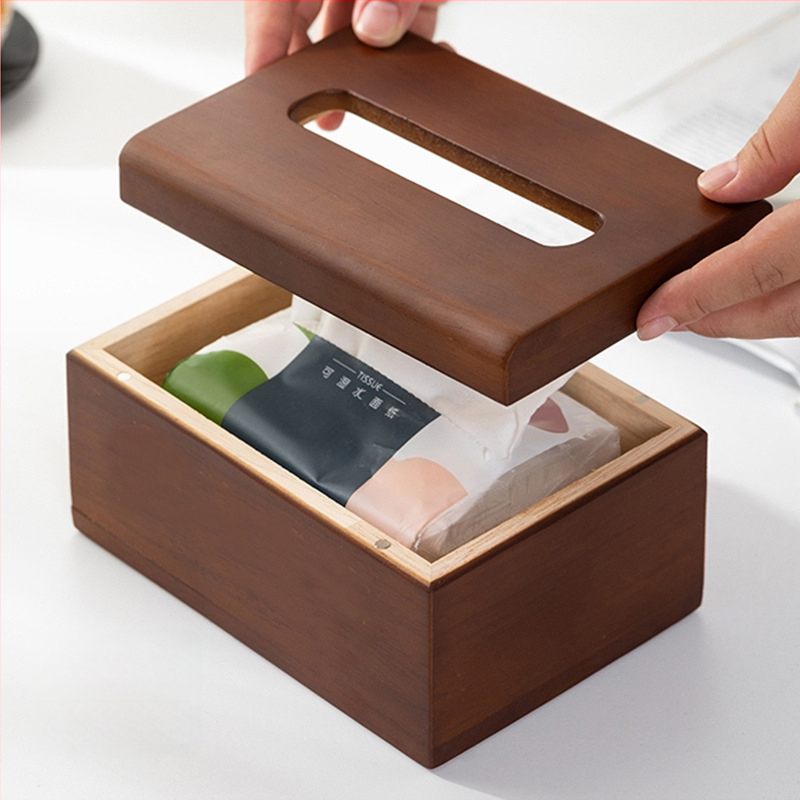 Medinė servetėlių dėžutė, modelis ZJH03, logotipo spausdinimas galimas, pritaikymas, daugiafunkcinė, Naujasis Kinijos stilius
