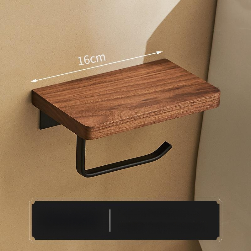 Sieninis tualeto popieriaus laikiklis ir dėžutė – be gręžimo, kvadratinis dizainas, šviesus prabangos stilius, medžiaga: medis ir aliuminis