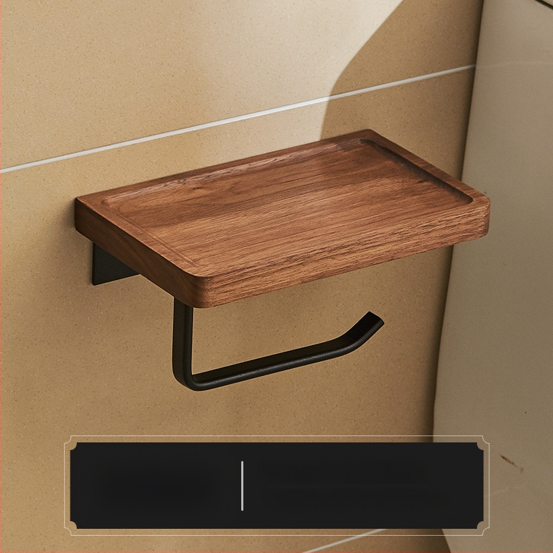 Sieninis tualeto popieriaus laikiklis ir dėžutė – be gręžimo, kvadratinis dizainas, šviesus prabangos stilius, medžiaga: medis ir aliuminis