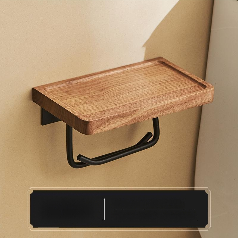 Sieninis tualeto popieriaus laikiklis ir dėžutė – be gręžimo, kvadratinis dizainas, šviesus prabangos stilius, medžiaga: medis ir aliuminis