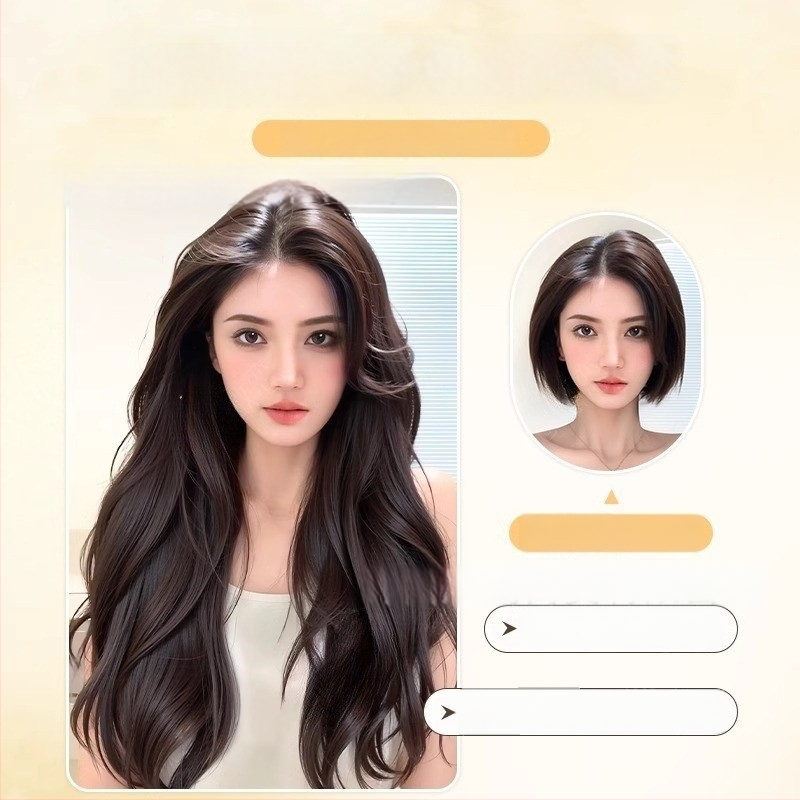 Parūka: garas viļņotas cirtas, temperatūras izturīgs šķiedra, modelis SC60, viengabala konstrukcija