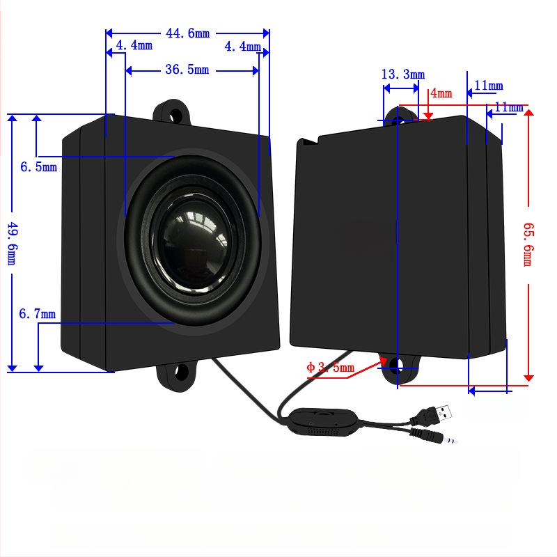 USB maitinamas kompiuterių garsiakalbis, 4 Ω, 3 W, dažnių atsakas 10–25000 Hz