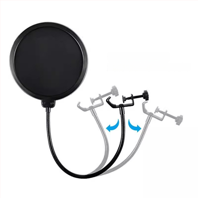 J.I.Y PC-01 Mikrofono pop filtras su dviejų sluoksnių filtru, vėjo atsparus, profesionalus dizainas