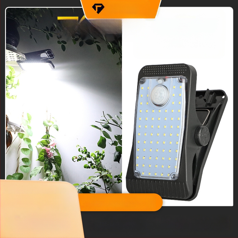 Saulės klipo lemputė su judesio jutikliu, lauko naudojimui – atspari vandeniui sieninė lemputė tvora, balta/šilta šviesa, 5W, 3.7V, 6–12 val. apšvietimas