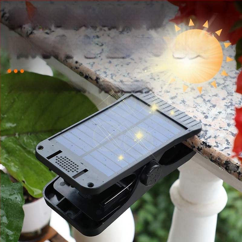 Saulės klipo lemputė su judesio jutikliu, lauko naudojimui – atspari vandeniui sieninė lemputė tvora, balta/šilta šviesa, 5W, 3.7V, 6–12 val. apšvietimas