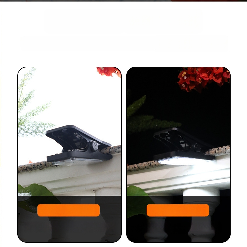 Saulės klipo lemputė su judesio jutikliu, lauko naudojimui – atspari vandeniui sieninė lemputė tvora, balta/šilta šviesa, 5W, 3.7V, 6–12 val. apšvietimas