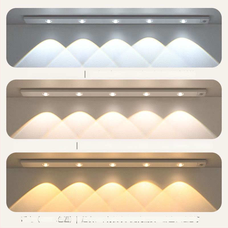 LED riba kappide jaoks koos liikumisanduriga, ultraõhuke, uuesti laetav, isekleepuv, öine valgus, Liikumisandur, Öine valgus, Sisseehitatud aku, Puutetundlik lüliti, Plastikust korpus