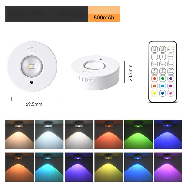 Prenosna LED rasvjeta za ormar s magnetskim držačem, daljinskim upravljanjem, RGB promjena boje, regulacija jačine svjetla, za ormare, garderobe i vinske ormariće