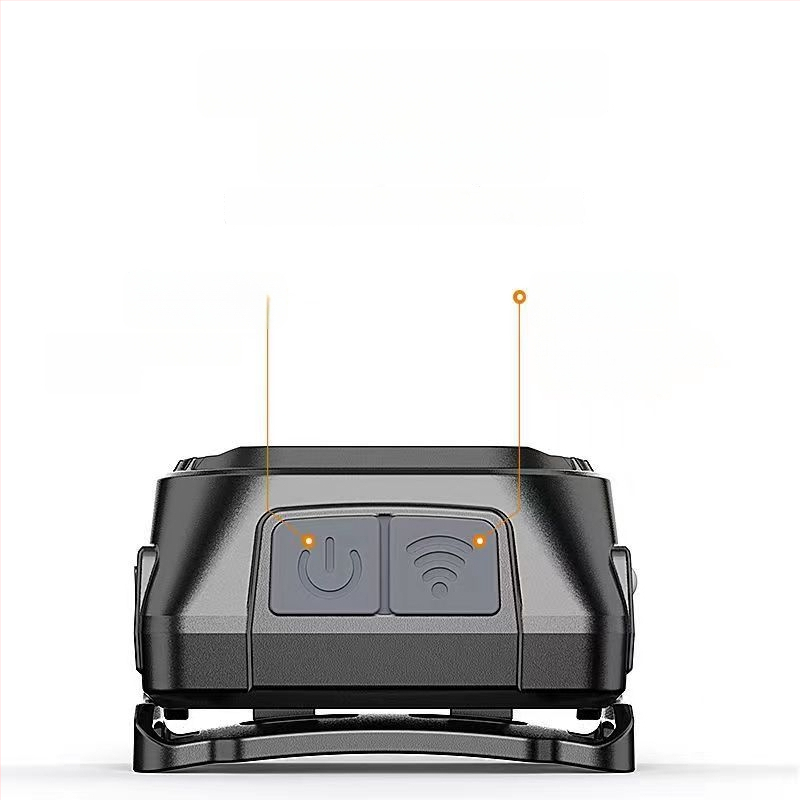 Dubulta LED galvas luktura, uzlāde, Type-C uzlāde, 360° rotācija, darbības diapazons 100–200 m, manuāla enerģijas ģenerēšana