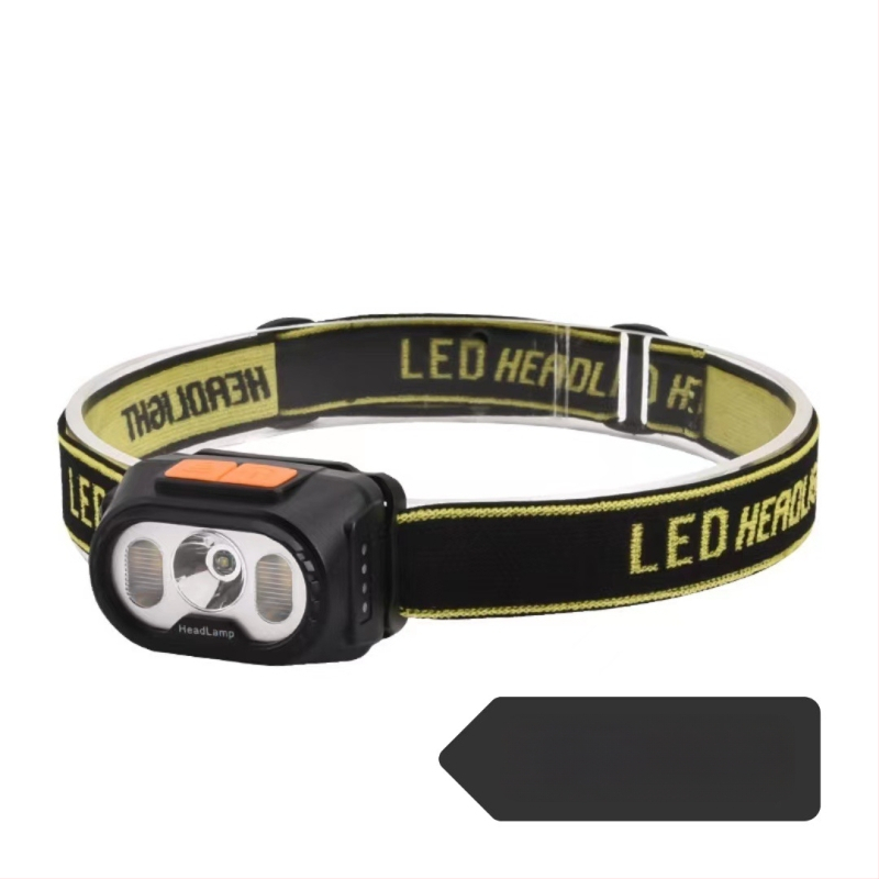 Dubulta LED galvas luktura, uzlāde, Type-C uzlāde, 360° rotācija, darbības diapazons 100–200 m, manuāla enerģijas ģenerēšana