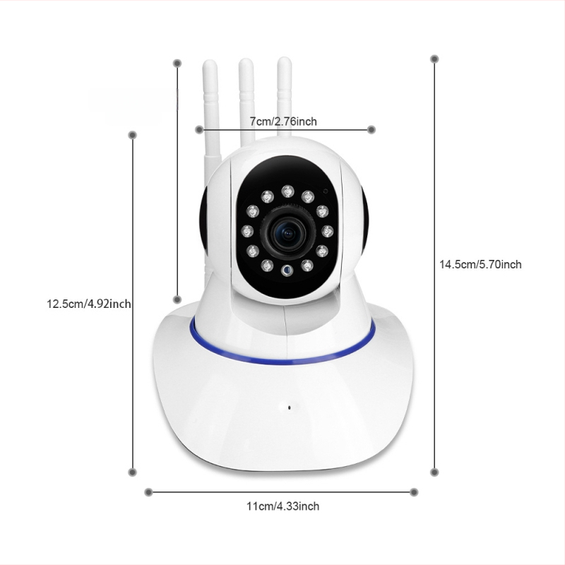 Belainė IP kamera su WiFi, 2MP, 3,6 mm objektyvas, naktinis matymas, trys antenos, UFO stilius