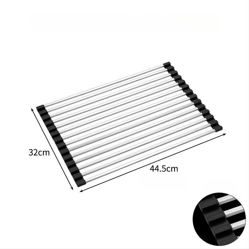 Nerūdijančio plieno praustuvo drenažo laikiklis, sulankstomas; Draining rack serija; Hong Junda – pritaikymas su logotipu