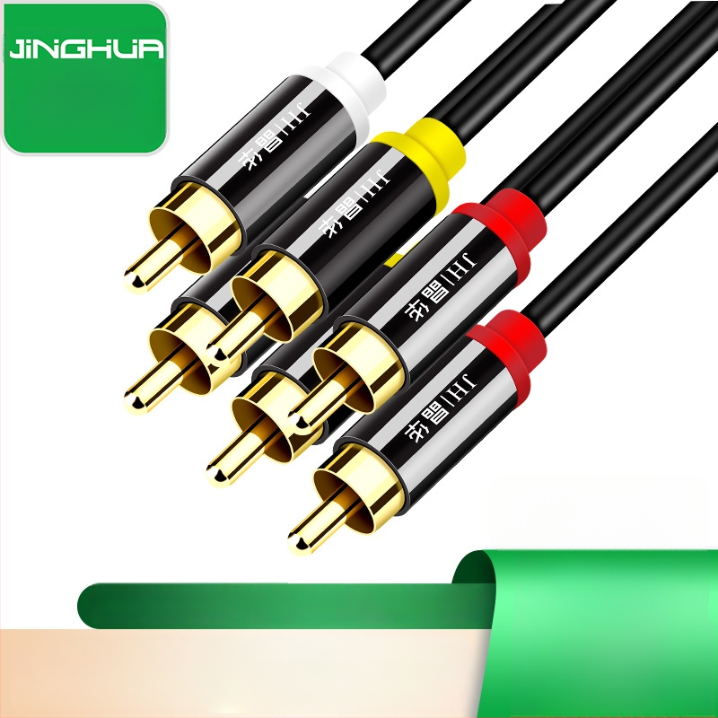 RCA garso ir vaizdo kabelis, auksu dengti kištukai, plika vario šerdis, lydinio korpusas, modelis A110E