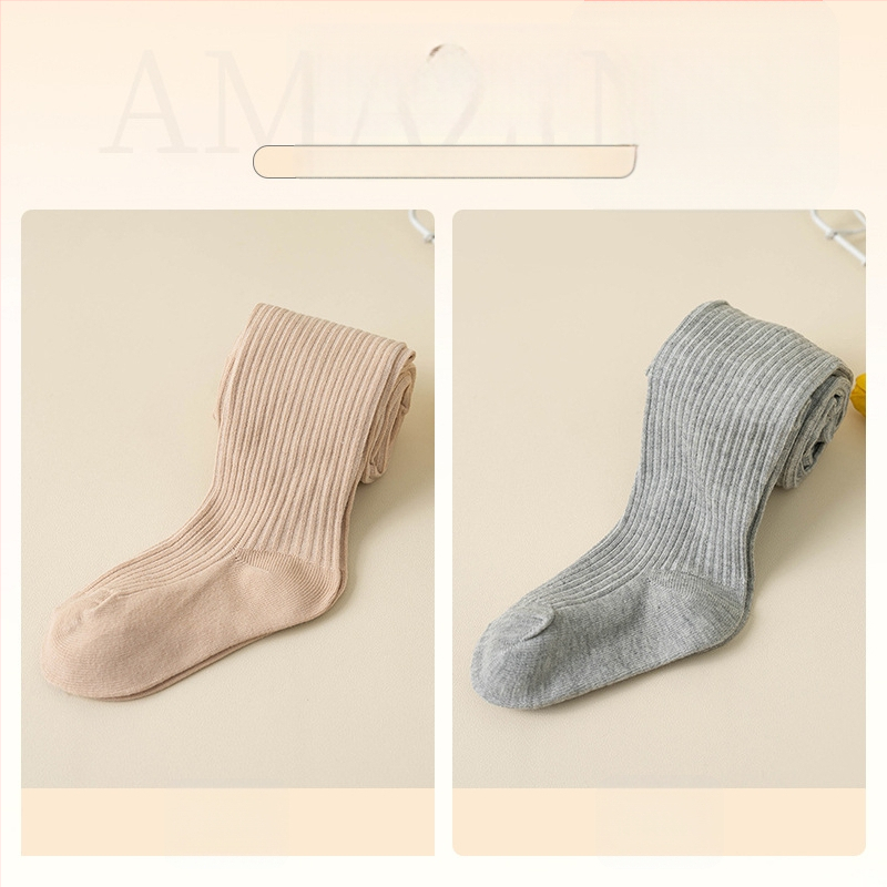 Bērnu zeķubikses ar svītrainu rakstu, džakarda adījums, kokvilnas–poliestera maisījums, biezas, elpojošas pavasarim un rudenim