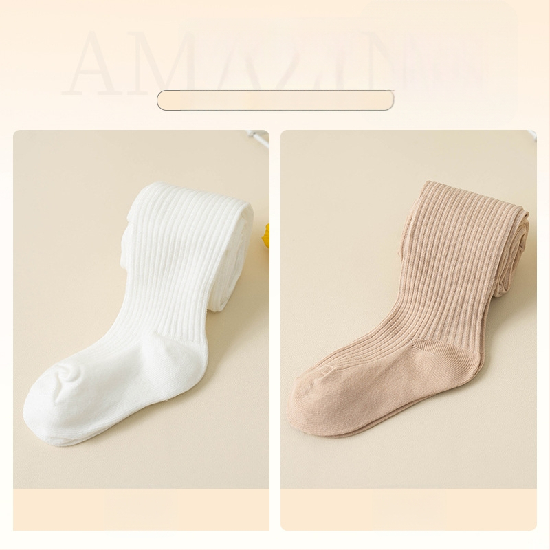 Bērnu zeķubikses ar svītrainu rakstu, džakarda adījums, kokvilnas–poliestera maisījums, biezas, elpojošas pavasarim un rudenim