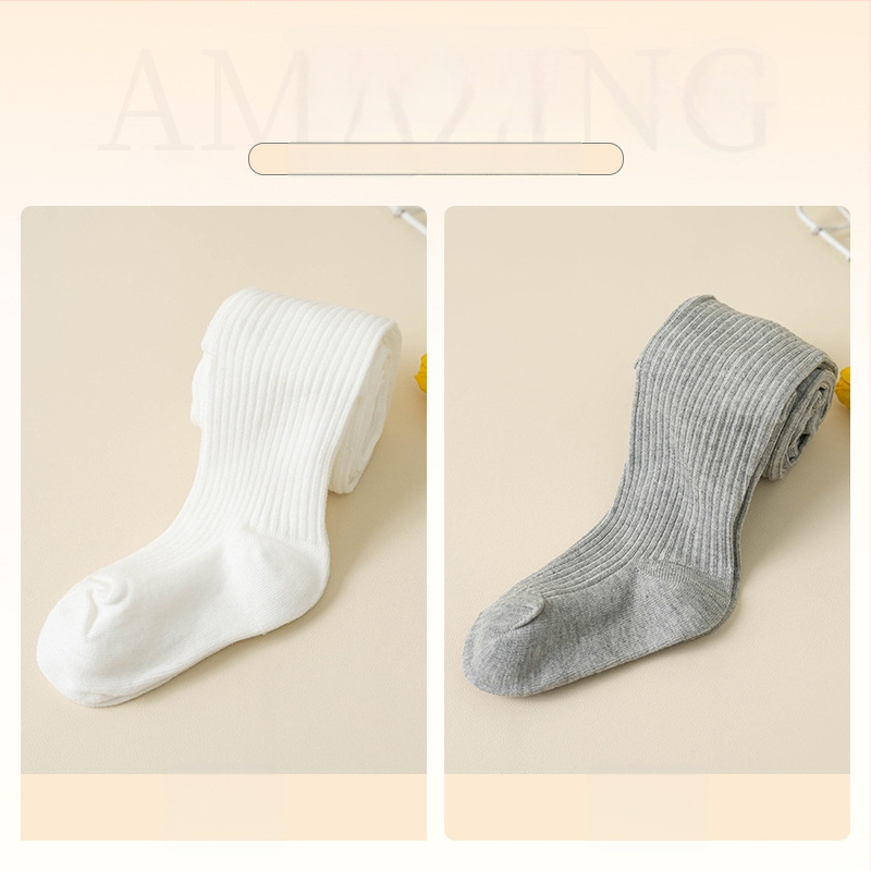 Bērnu zeķubikses ar svītrainu rakstu, džakarda adījums, kokvilnas–poliestera maisījums, biezas, elpojošas pavasarim un rudenim