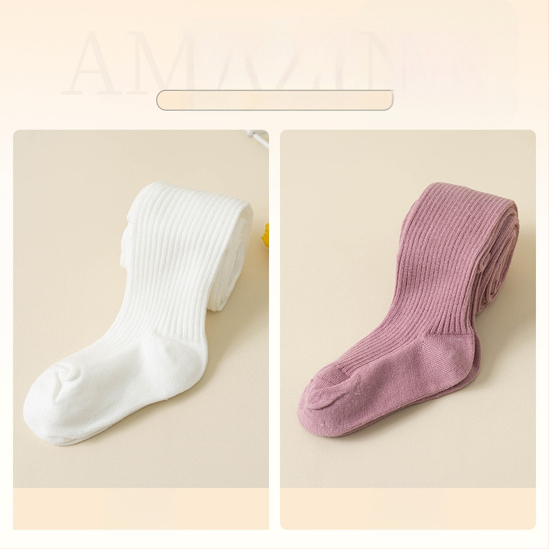 Bērnu zeķubikses ar svītrainu rakstu, džakarda adījums, kokvilnas–poliestera maisījums, biezas, elpojošas pavasarim un rudenim