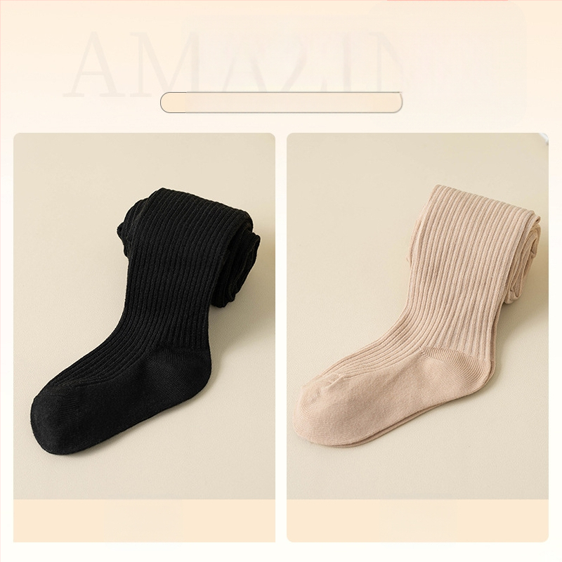 Bērnu zeķubikses ar svītrainu rakstu, džakarda adījums, kokvilnas–poliestera maisījums, biezas, elpojošas pavasarim un rudenim