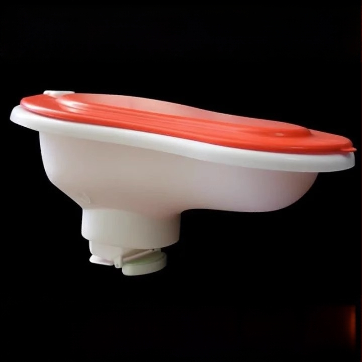 Plastikinis laikinas klozetas statyboms — be sifono, be rezervuaro, įprastas kanalizacijos skersmuo