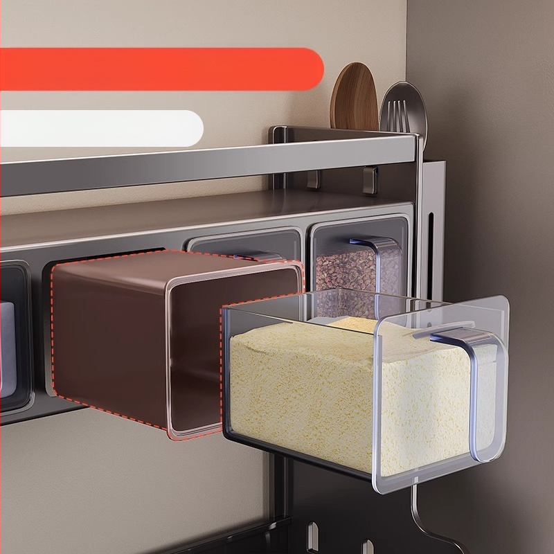 Sieninis prieskonių laikiklis — Ermo, nerūdijantis plienas, be gręžimo, daugiasluoksnis, modernus minimalistinis dizainas