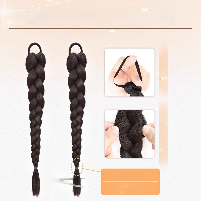 Sieviešu pītā aste parūka, rokām austā, mati no augstas temperatūras stieples, nav piemērota krāsošanai vai veidošanai