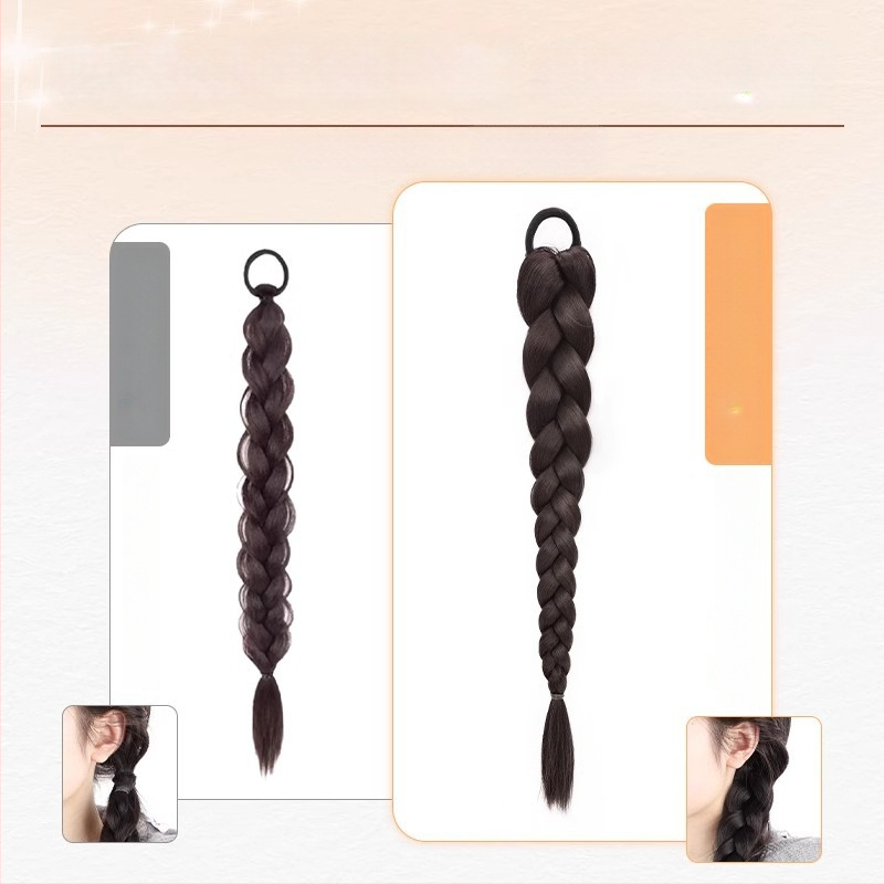 Sieviešu pītā aste parūka, rokām austā, mati no augstas temperatūras stieples, nav piemērota krāsošanai vai veidošanai