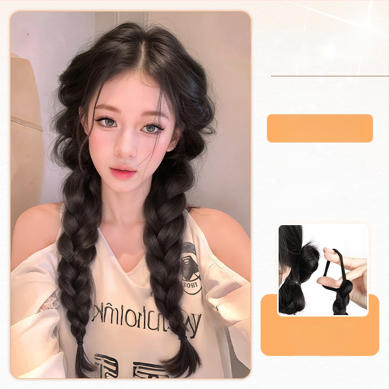 Sieviešu pītā aste parūka, rokām austā, mati no augstas temperatūras stieples, nav piemērota krāsošanai vai veidošanai