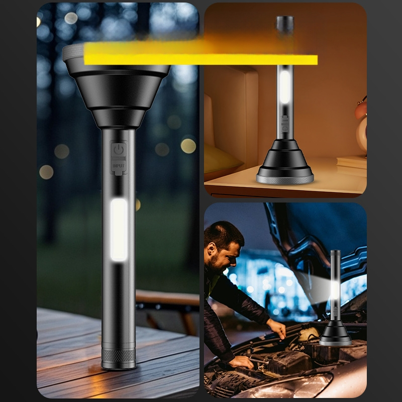 Rankinis žibintuvėlis iš aliuminio lydinio su įmontuota įkraunama baterija (18650), 5W LED, šviesos srautas 50 m, įkrovimo laikas 3 valandos, lauko naudojimui