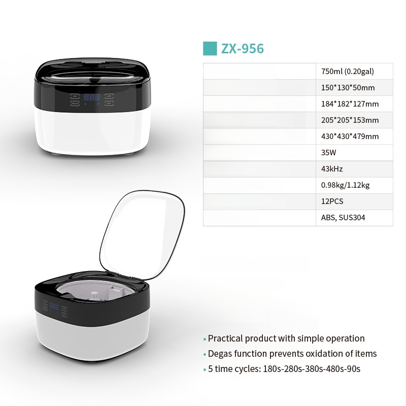 Kõik-ühes ultrasoniline puhastusmasin kodukasutuseks, mudel ZX-956, 43 kHz, 35 W, 1 koht