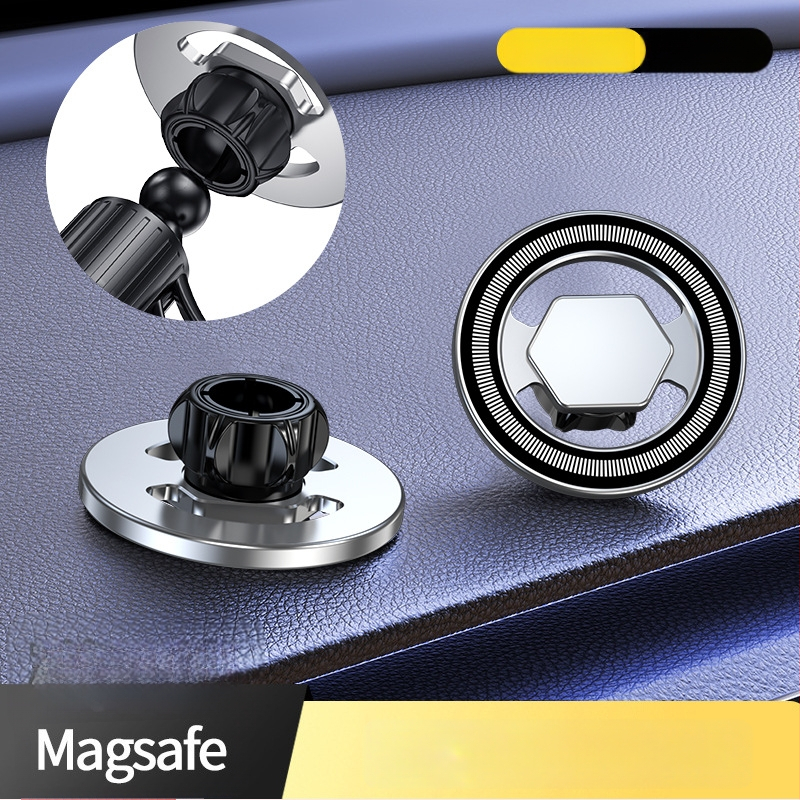MagSafe žiedo magneto galva automobilių skydelio laikikliui, N52 magnetas, ABS plastikas, magnetinis montavimas, įtrauktas magnetinis lakštas