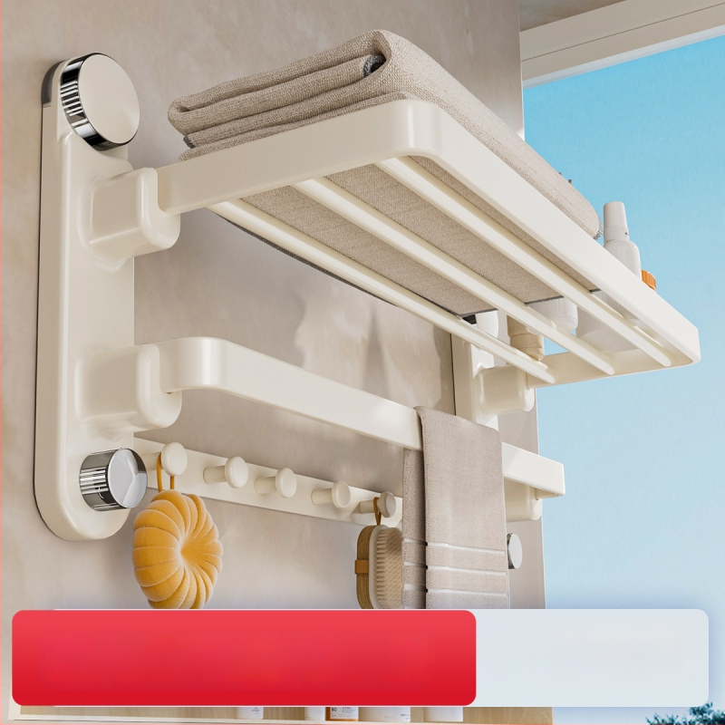 Oginsk metalo rankšluosčių laikiklis vonios kambariui su siurbimo tvirtinimu, be gręžimo, su integruota pakabinimo strypa