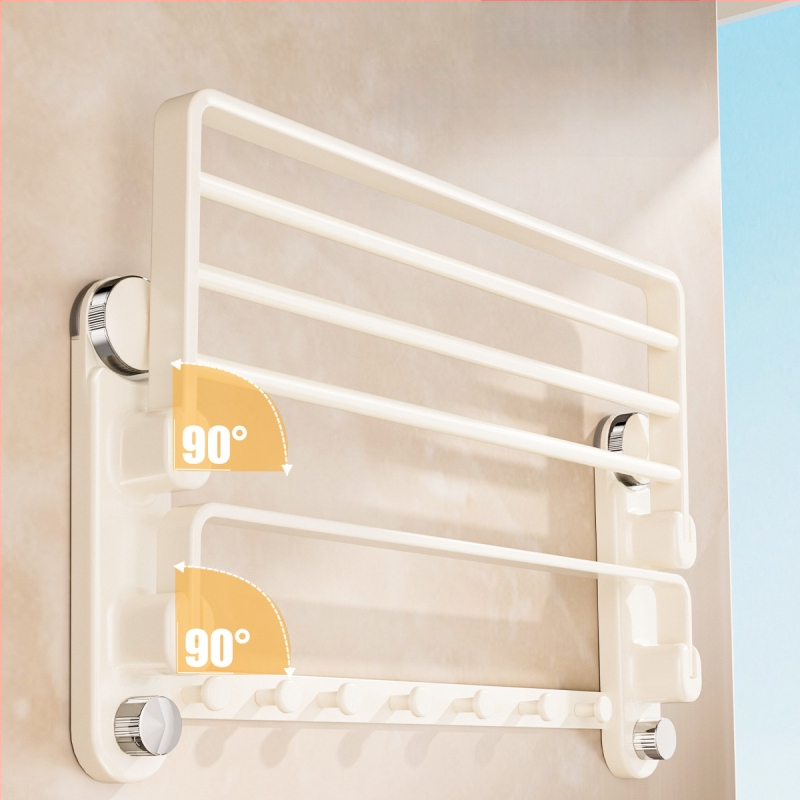 Oginsk metalo rankšluosčių laikiklis vonios kambariui su siurbimo tvirtinimu, be gręžimo, su integruota pakabinimo strypa