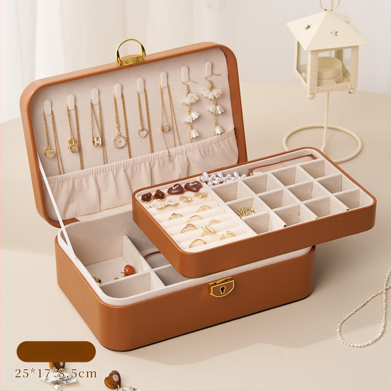 Ādas juvelierizstrāžu kastīte ar divām kārtām un aizslēgu, antioksidējošs pārklājums