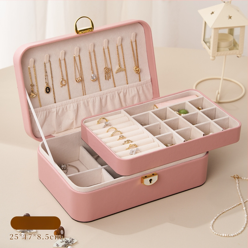 Ādas juvelierizstrāžu kastīte ar divām kārtām un aizslēgu, antioksidējošs pārklājums