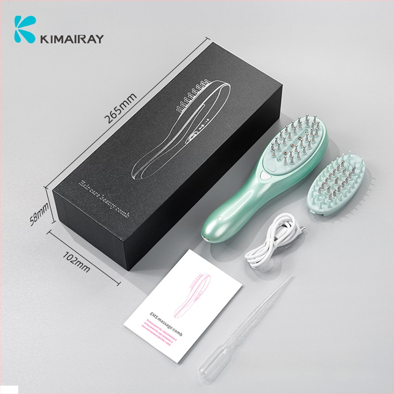 Elektrinė masažo šukelė su EMS mikro srove ir RF plaukų bei galvos odos priežiūrai, 12 ml skysto aplikatoriaus, CE/ROHS